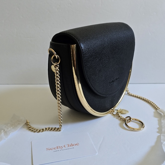 See by Chloe Mara Leather Saddle Crossbody Bag Black - Picture 3 of 11
